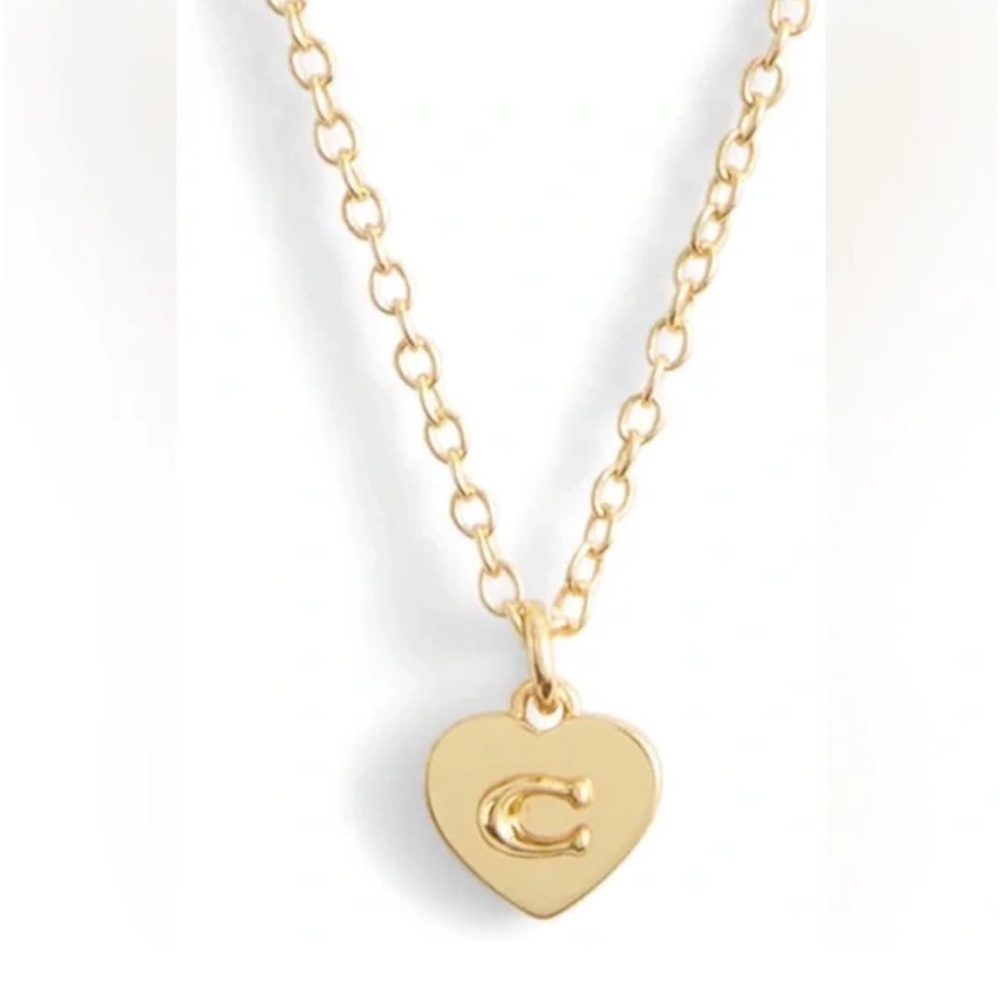 NWT COACH Gold Heart Reversible Charm Necklace